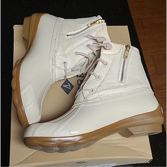 NWT Sperry Syren Gulf Rain Winter Boots in Cream Sz 5 - Picture 6 of 7